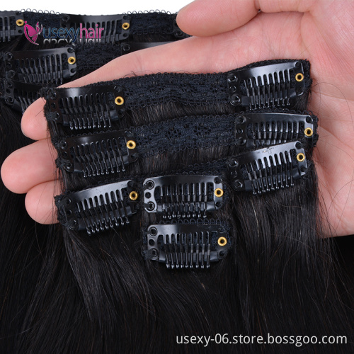 USEXY 100 Brazilian Human Hair Seamless Clip In Hair Extension For White Woman, Afro Hair Extension Clip In Remy